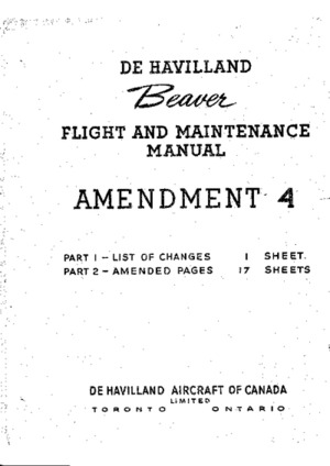 de Havilland Beaver Flight and Maintenance Manual Amendment 4