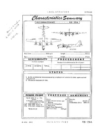 RB-29A Superfortress Characteristics Summary - 19 April 1950