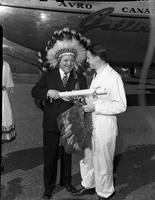 New York Flight:   Mayor MacCallum handing scroll to Don Rogers