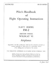 AN 01-190FB-1 Pilot&#039;s Handbook of flight operating Instructions Navy Model FM-2 British model Wildcat VI airplanes