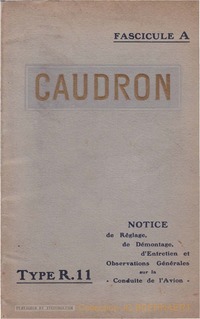 Caudron R.11 - Notice de réglage