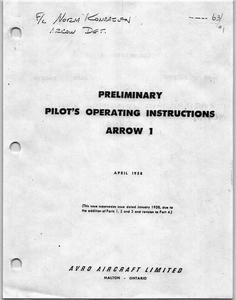 Preliminary Pilot&#039;s Operating Instructions Arrow 1 - 1958