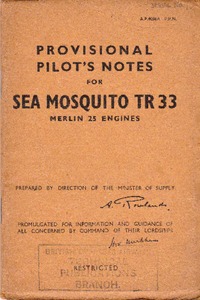 A.P. 4088A Provisional Pilot&#039;s Notes for Sea Moquito TR33