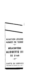 G.A.L.DIV.7 - ALAT - Hélicoptère Alouette III Se 3160 - Carte de service