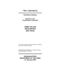 TM 1-1520-240-CL Operator&#039;s and Crewmember&#039;s checklist Army CH-47D Helicopter