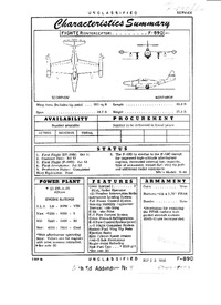 F-89D Scorpion Characteristics Summary - 2 September 1958