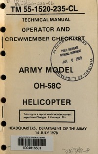 2652 TM 55-1520-235-CL Operator and crewmember checklist OH-58C