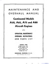 Maintenance and Overhaul Manual Continental Models A50, A65, A75 and A80 Aircraft Engines